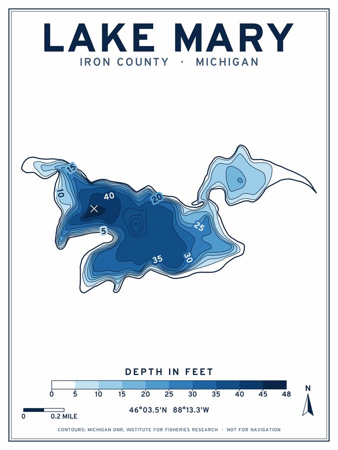 Lake Mary depth chart poster design