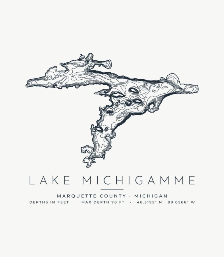 Lake Michigamme depth contours design