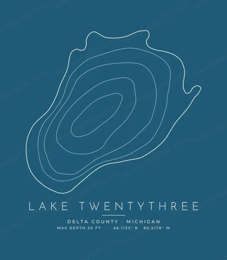 Lake Twentythree contour map (for dark shirts) design