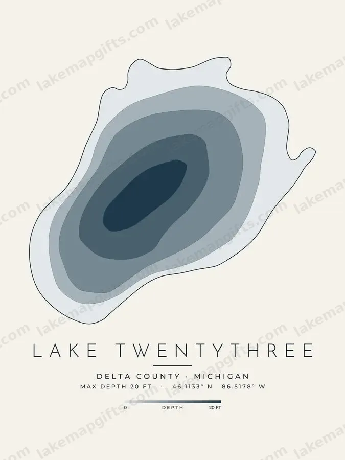 Lake Twentythree depth map print design