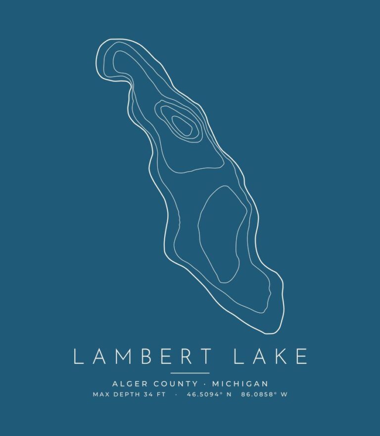 Lambert Lake contour map (for dark shirts) design