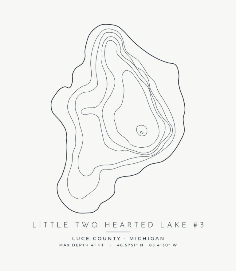 Little Two Hearted Lake #3 contour map design