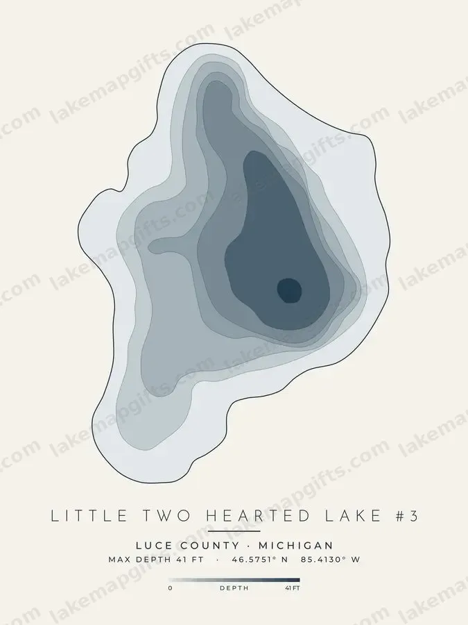Little Two Hearted Lake #3 depth map print design