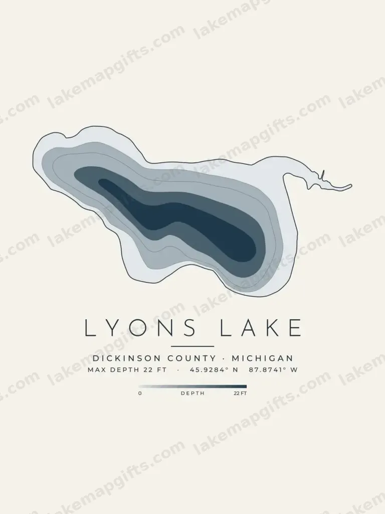 Lyons Lake depth map