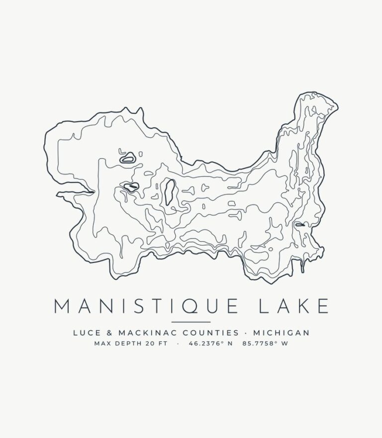 Manistique Lake contour map design
