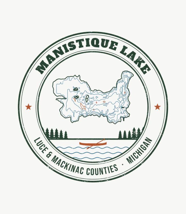Manistique Lake vintage badge design