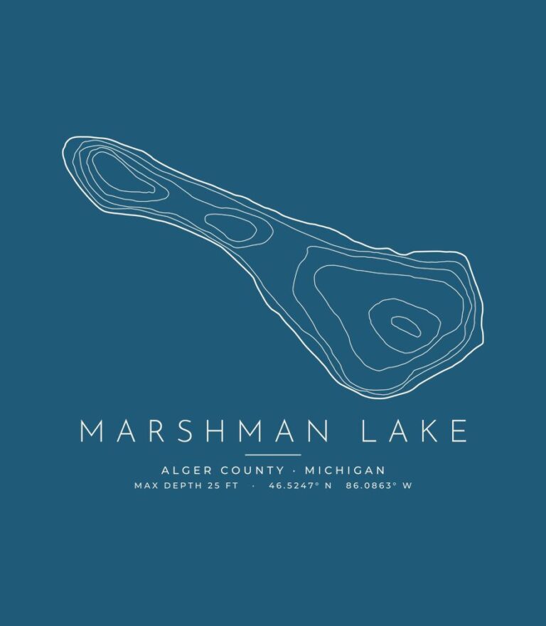 Marshman Lake contour map (for dark shirts) design