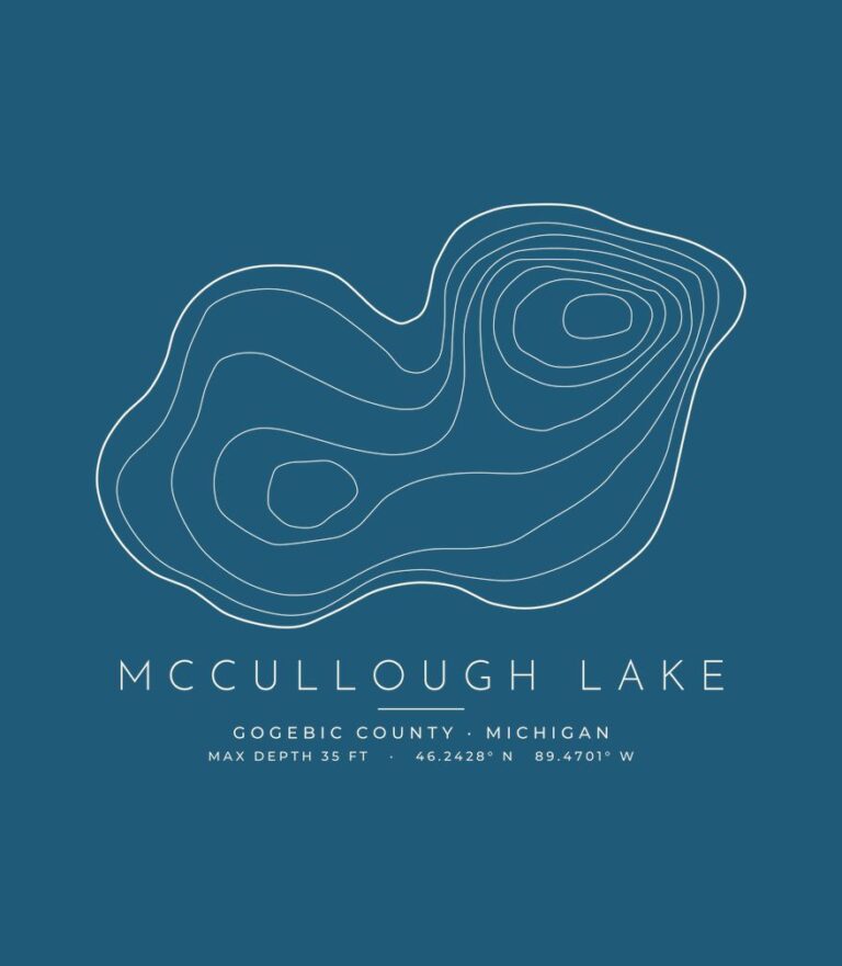McCullough Lake contour map (for dark shirts) design