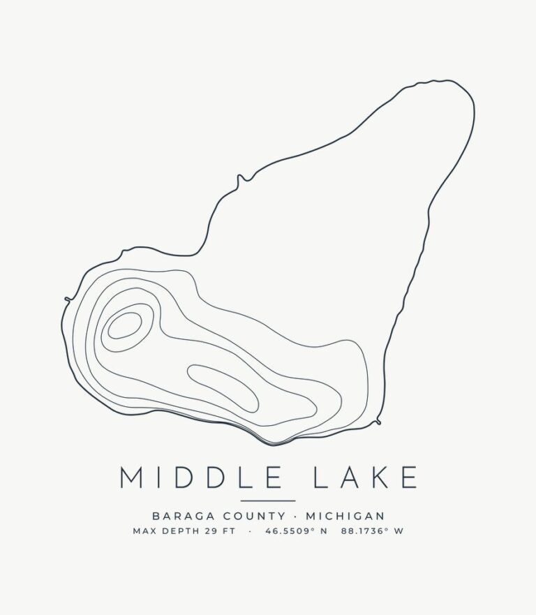 Middle Lake contour map design