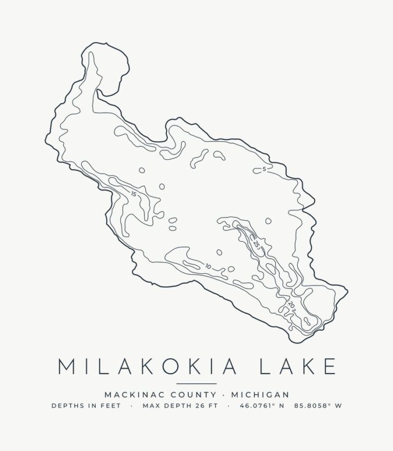 Milakokia Lake depth contours design