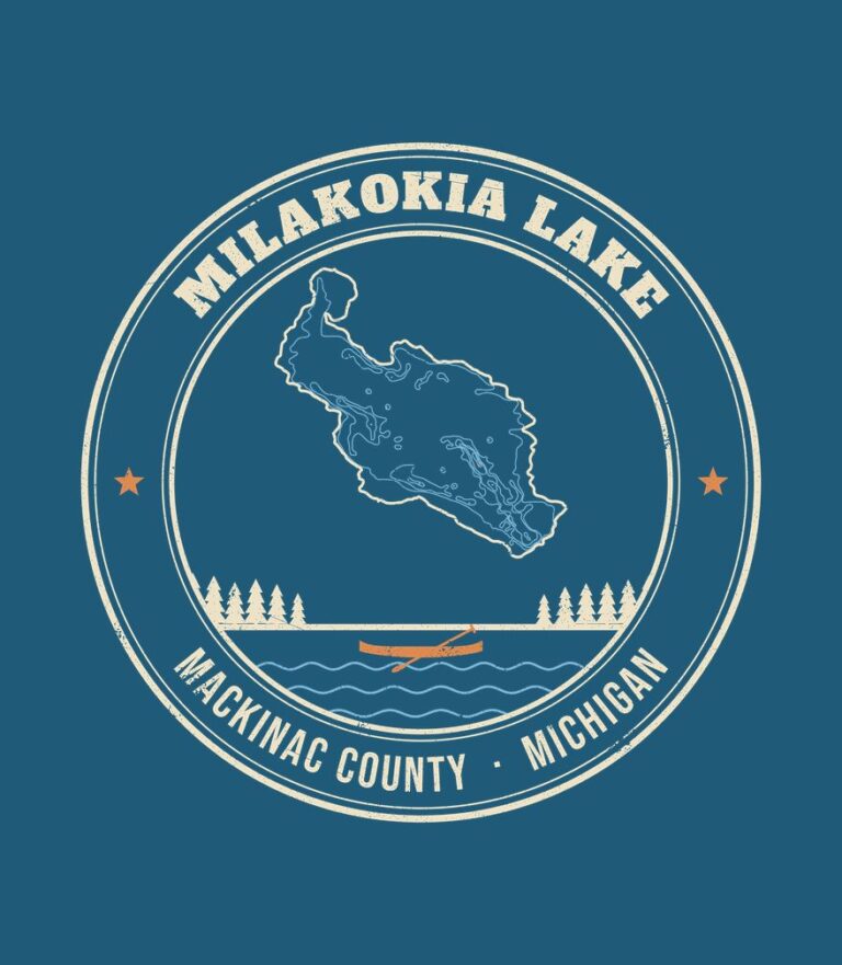 Milakokia Lake vintage badge (for dark shirts) design