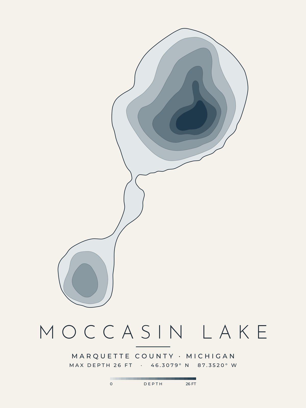 Moccasin Lake depth map