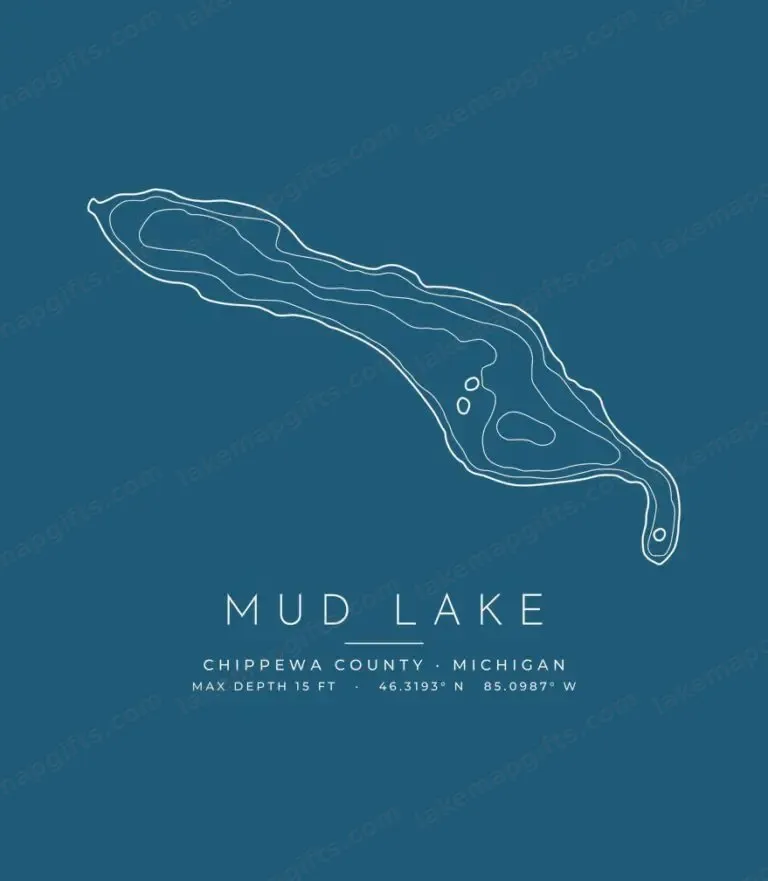 Mud Lake contour map (for dark shirts) design