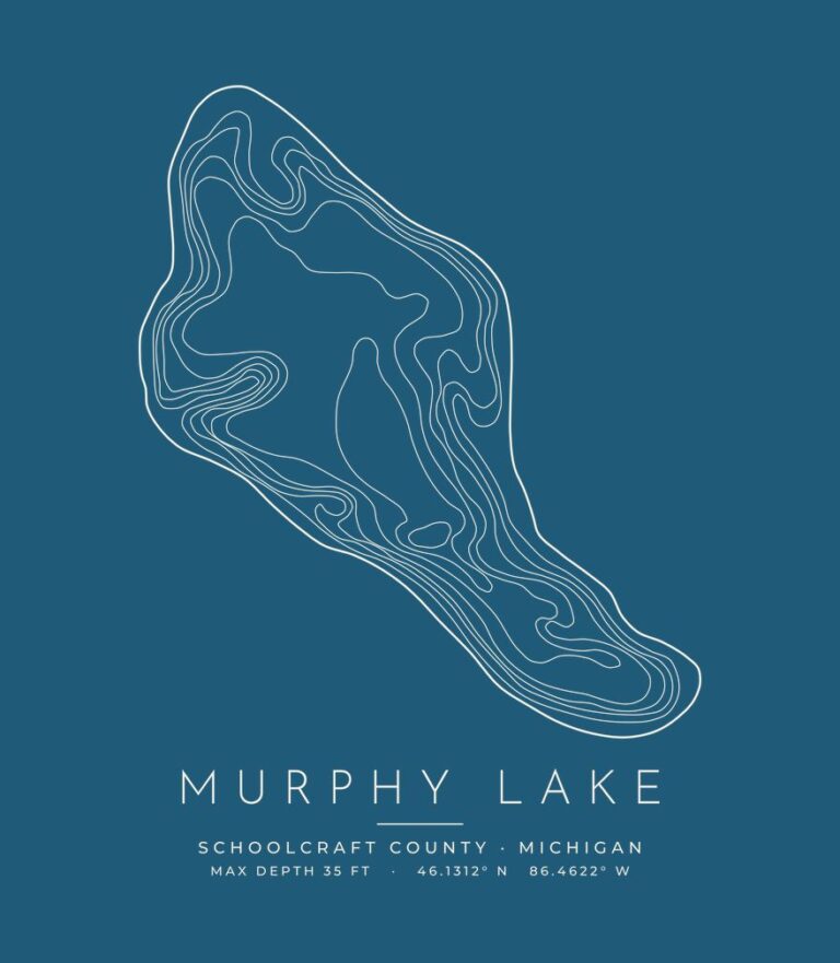 Murphy Lake contour map (for dark shirts) design