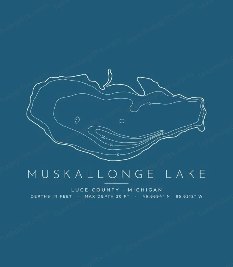 Muskallonge Lake depth contours (for dark shirts) design