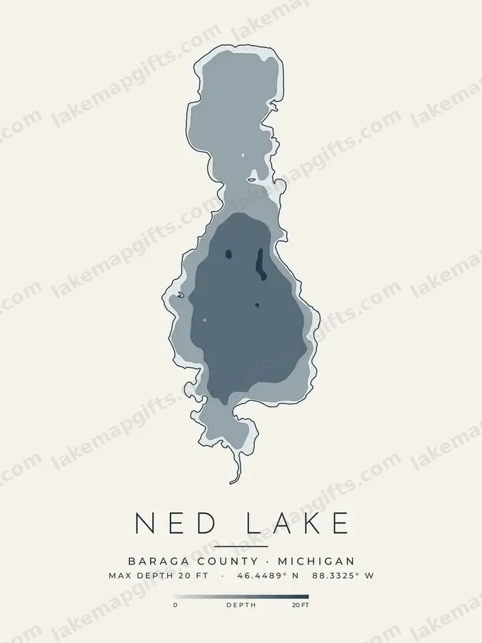 Ned Lake depth map print design
