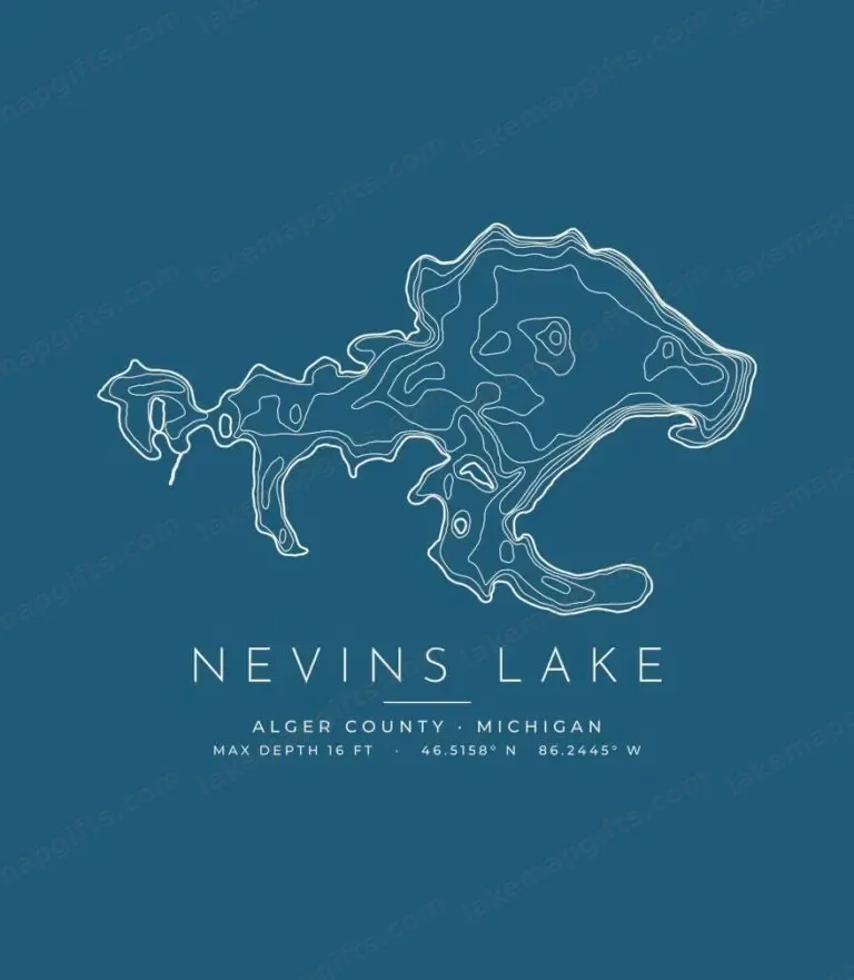 Nevins Lake contour map (for dark shirts) design