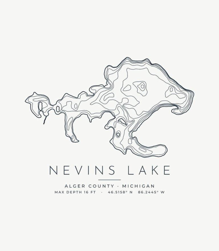 Nevins Lake contour map design