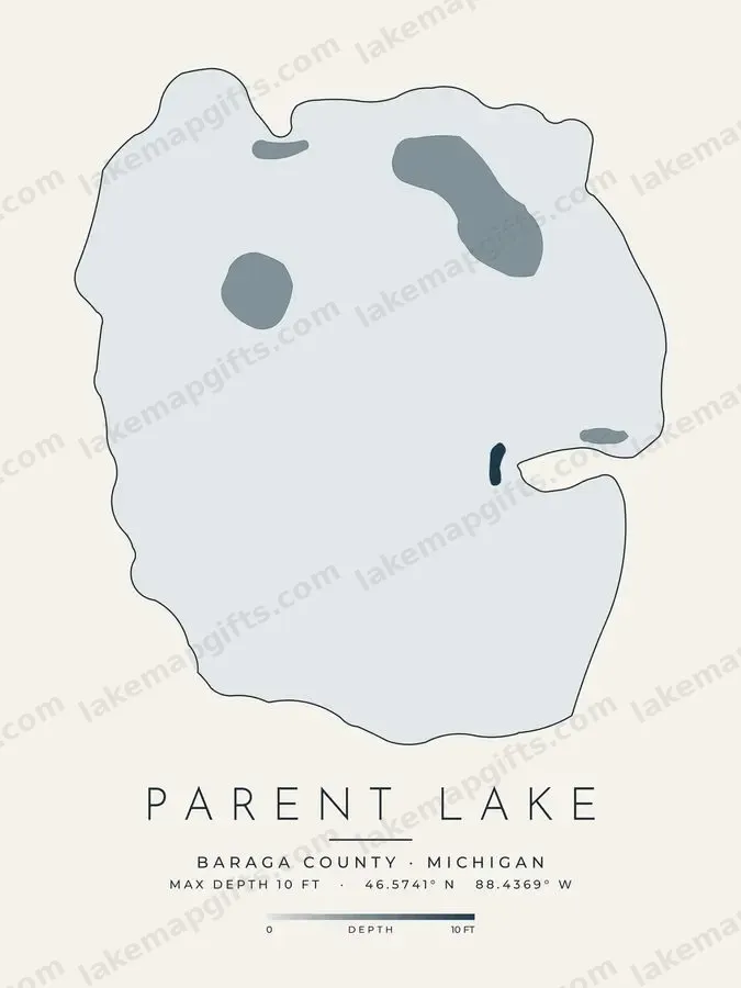 Parent Lake depth map print design