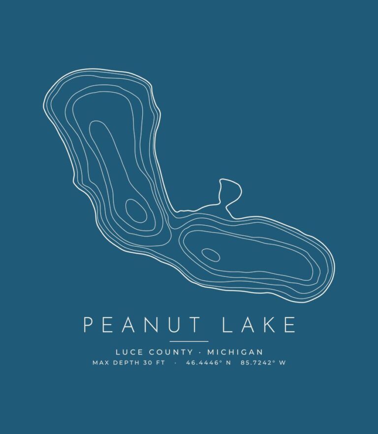 Peanut Lake contour map (for dark shirts) design
