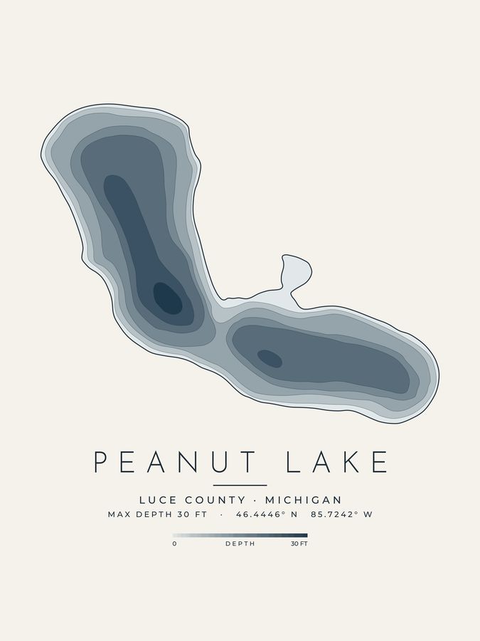 Peanut Lake depth map print design