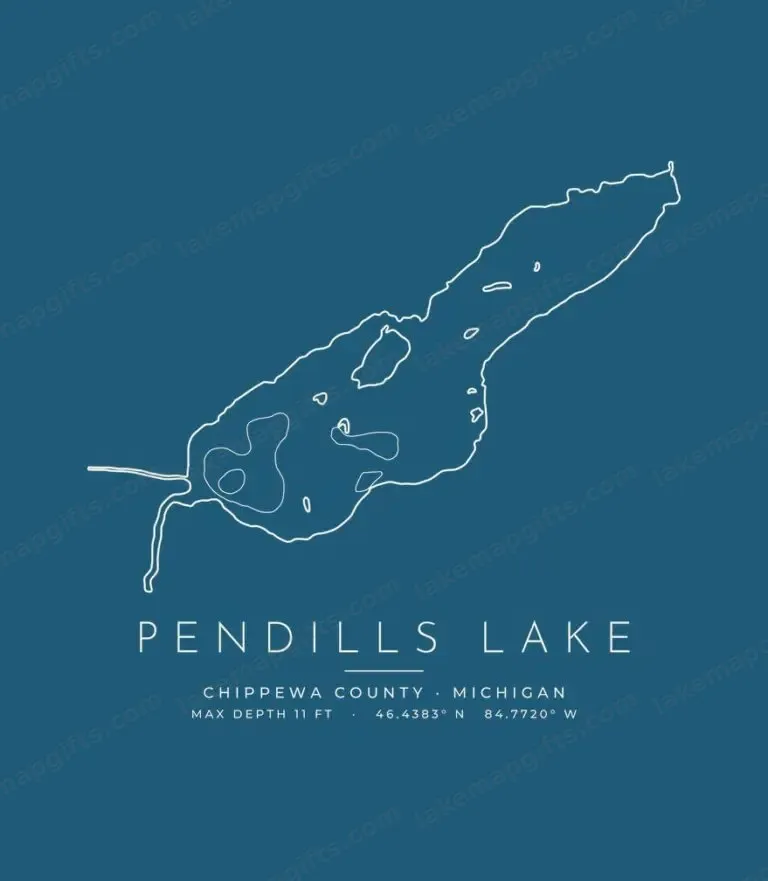 Pendills Lake contour map (for dark shirts) design