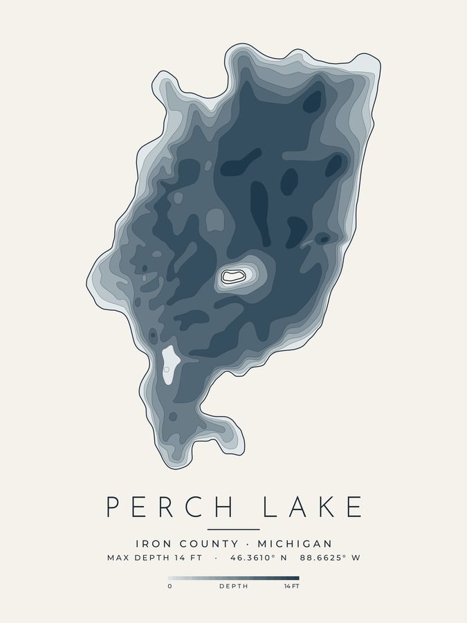 Perch Lake depth map print design