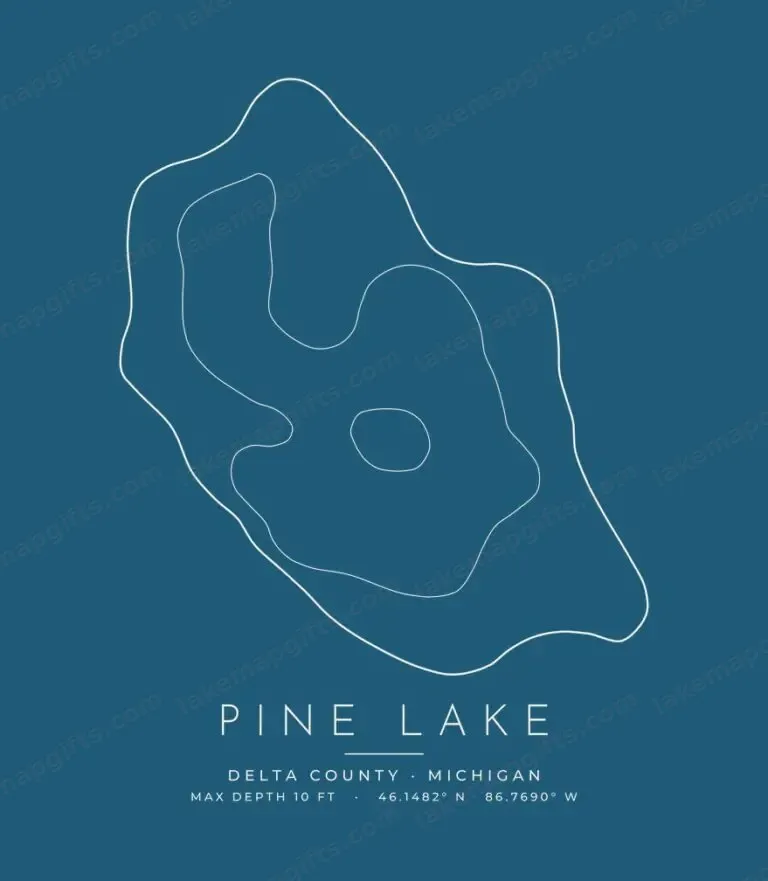 Pine Lake contour map (for dark shirts) design