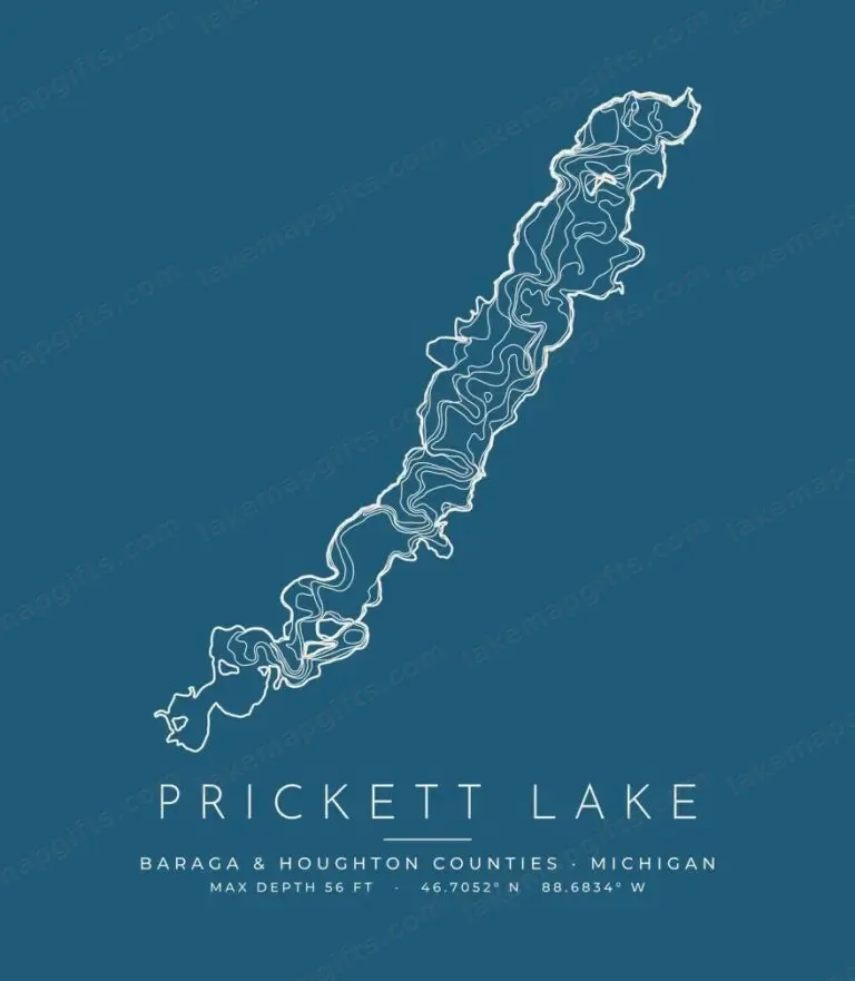 Prickett Lake contour map (for dark shirts) design