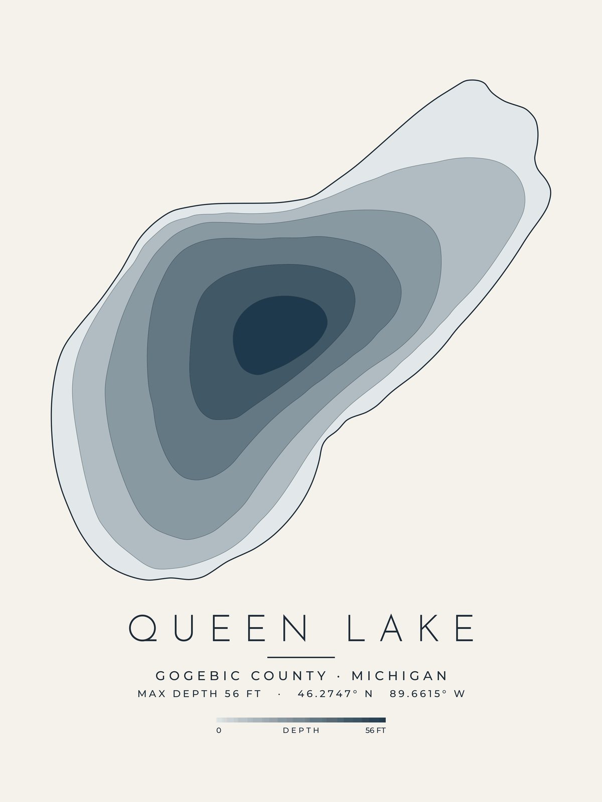 Queen Lake depth map