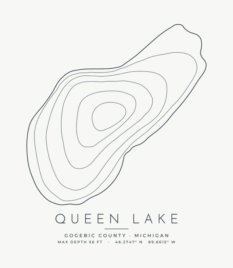 Queen Lake contour map design