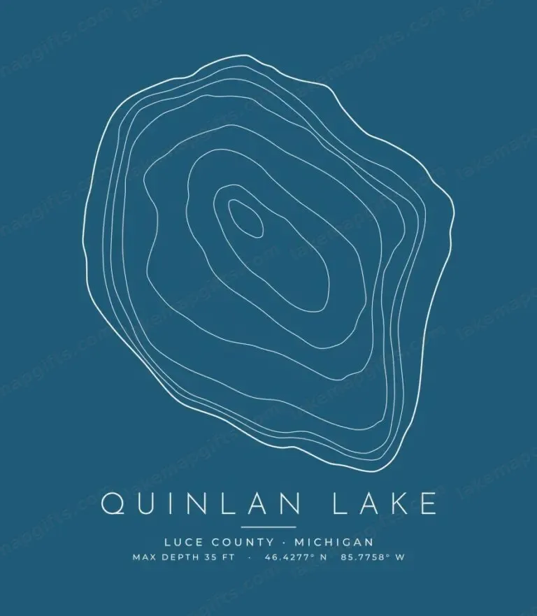 Quinlan Lake contour map (for dark shirts) design
