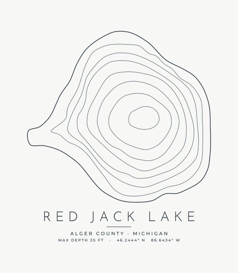Red Jack Lake contour map design