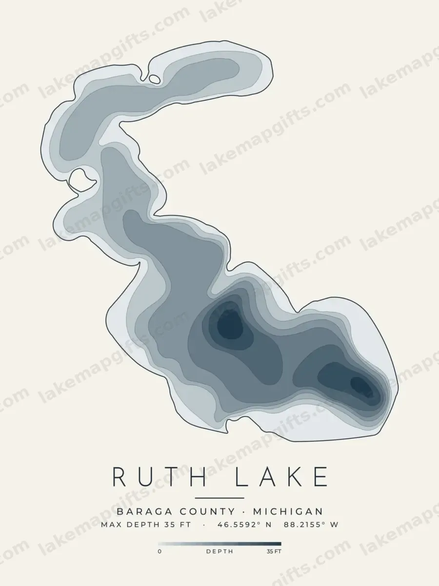 Ruth Lake depth map