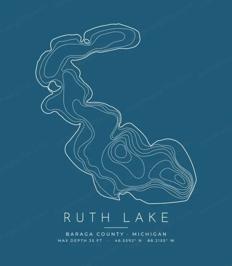 Ruth Lake contour map (for dark shirts) design