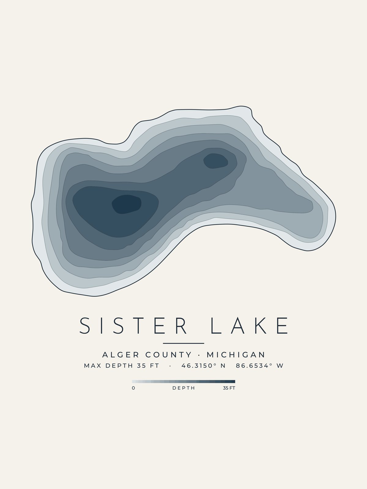 Sister Lake depth map