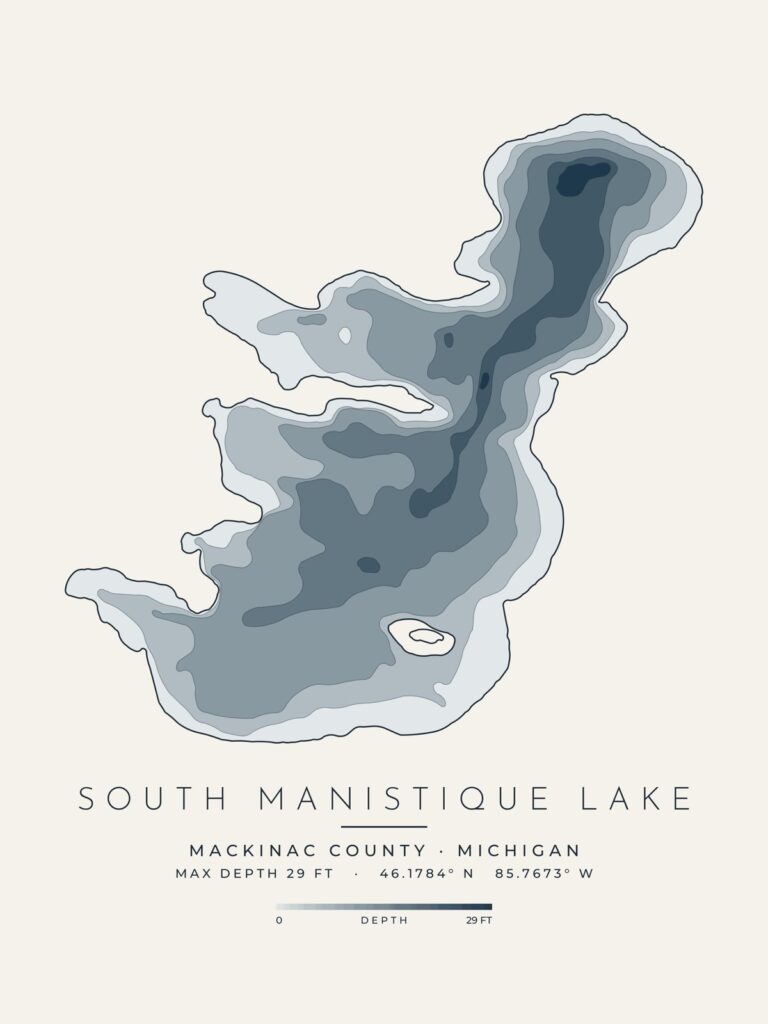 South Manistique Lake depth map