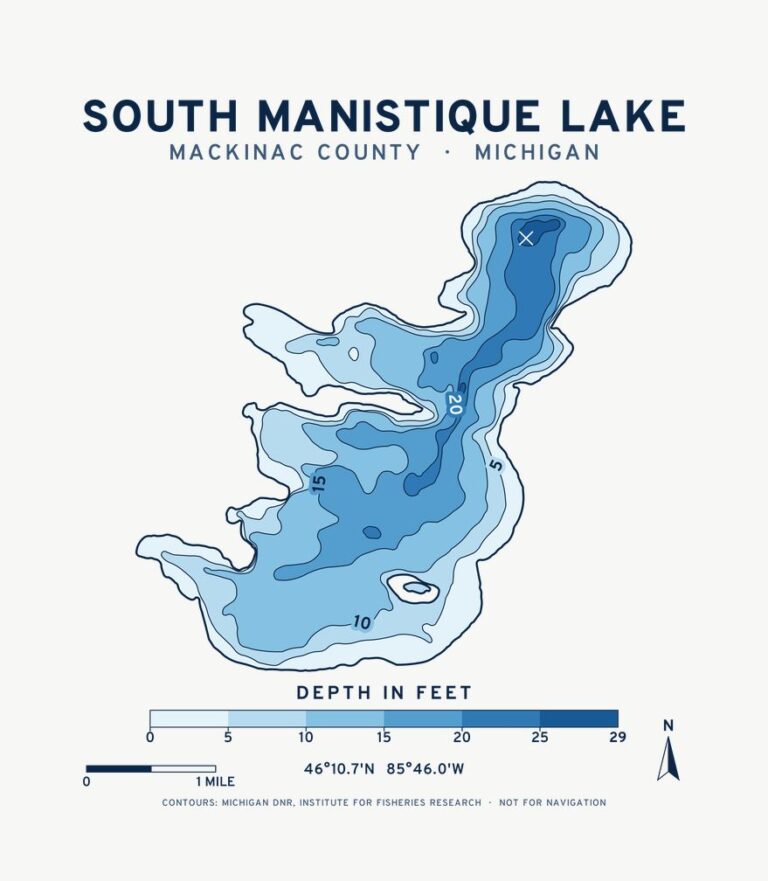 South Manistique Lake depth chart design