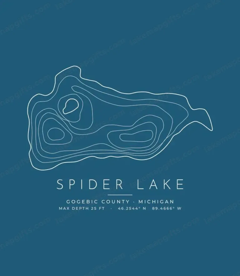 Spider Lake contour map (for dark shirts) design