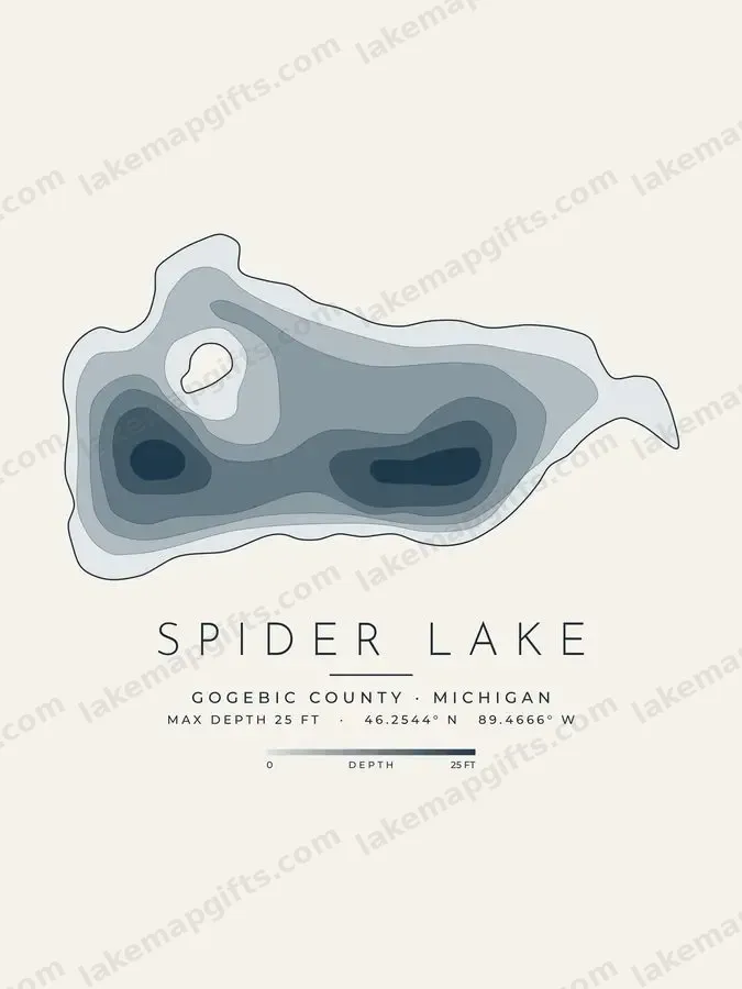 Spider Lake depth map print design