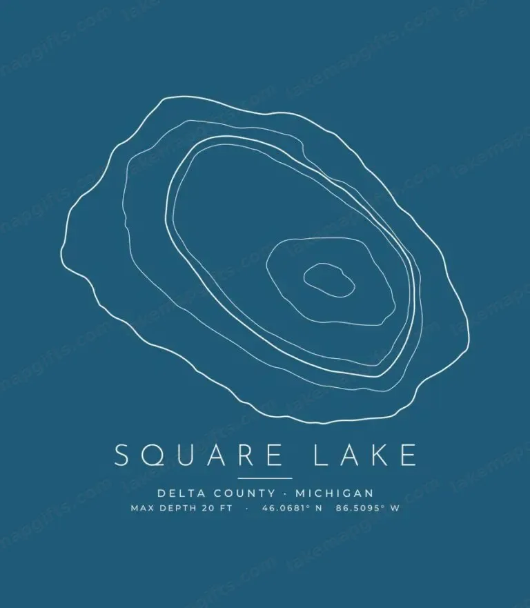 Square Lake contour map (for dark shirts) design