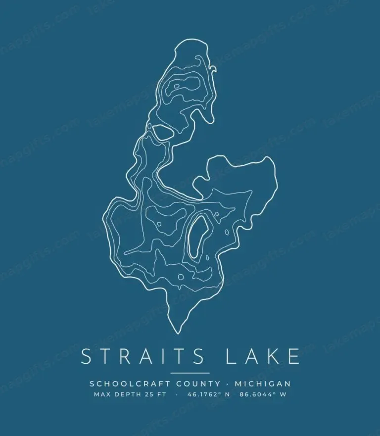 Straits Lake contour map (for dark shirts) design