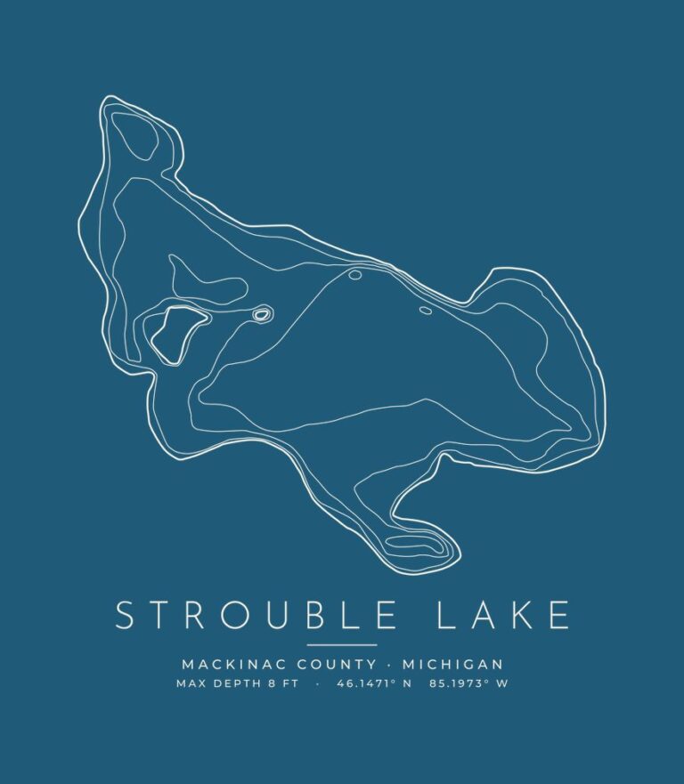 Strouble Lake contour map (for dark shirts) design