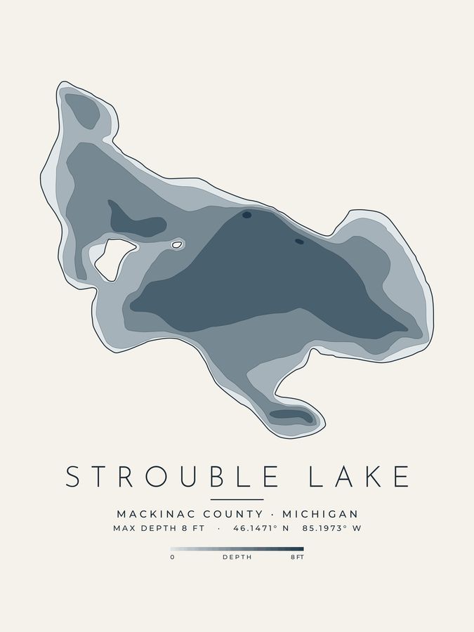 Strouble Lake depth map print design