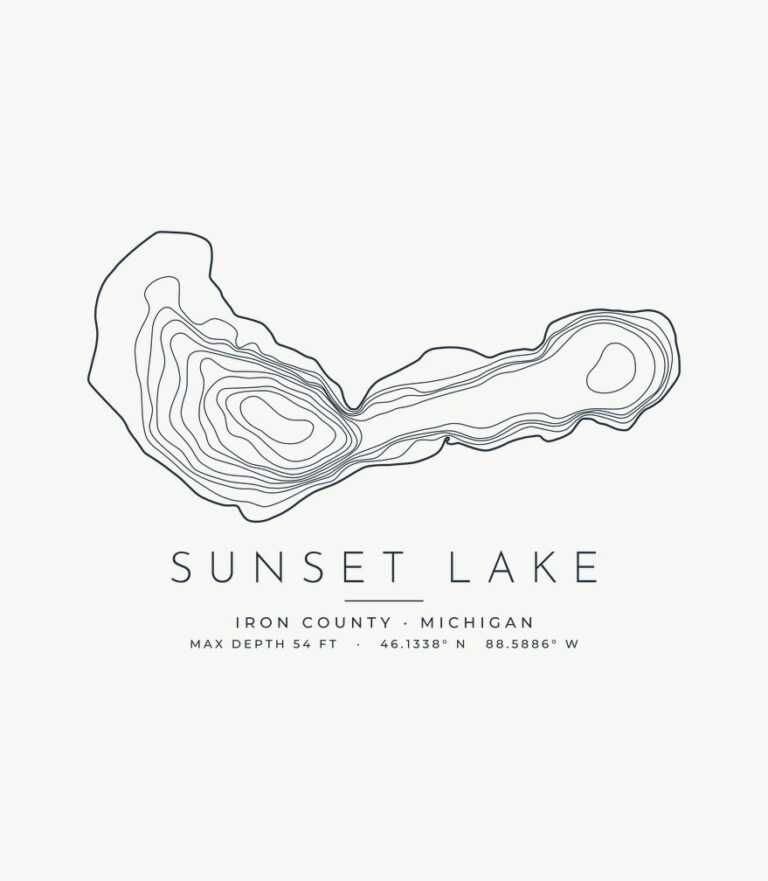 Sunset Lake contour map design