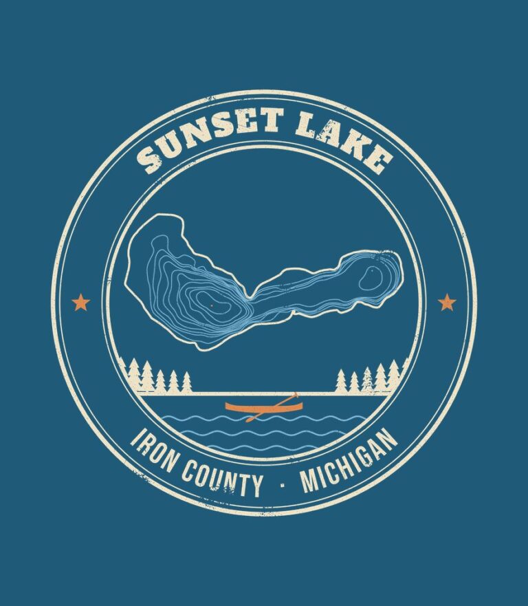 Sunset Lake vintage badge (for dark shirts) design