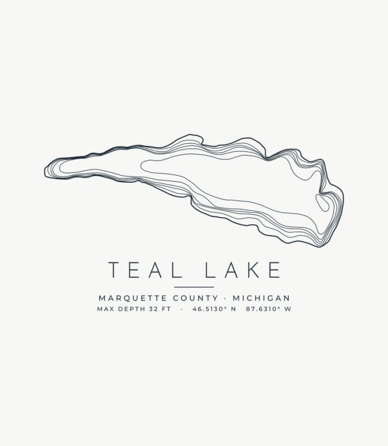 Teal Lake contour map design