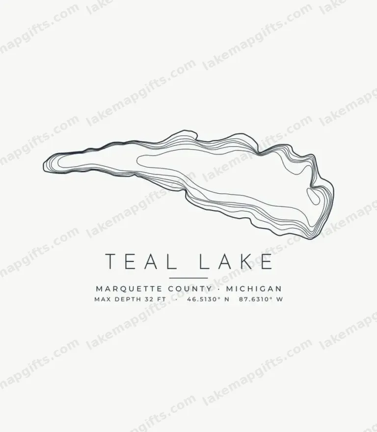 Teal Lake contour map design