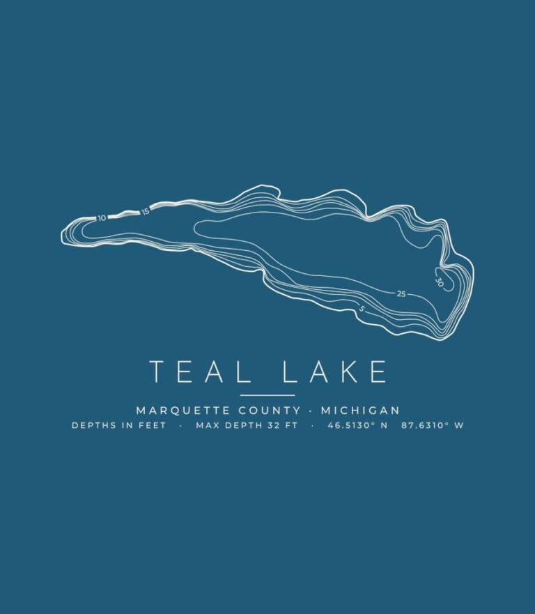 Teal Lake depth contours (for dark shirts) design