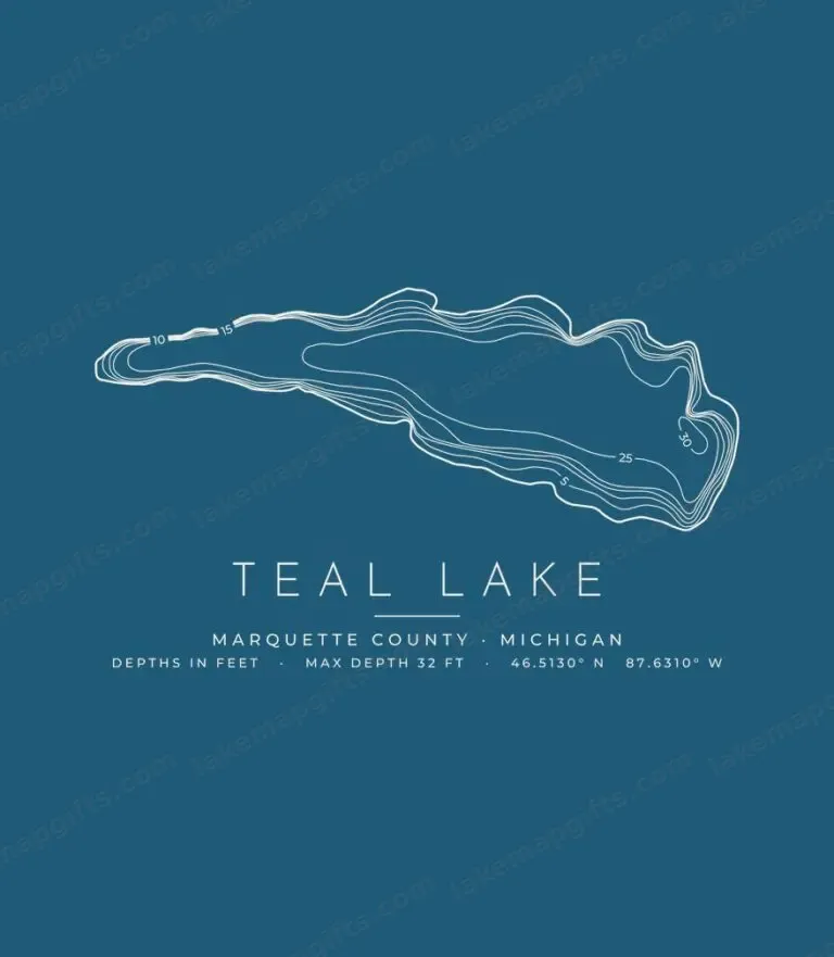 Teal Lake depth contours (for dark shirts) design